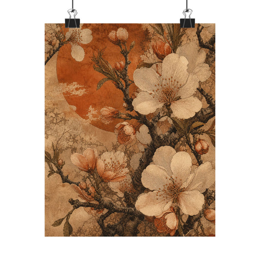 Cherry Blossom Wall Art Print | Spring Cottagecore Vintage Botanical Art