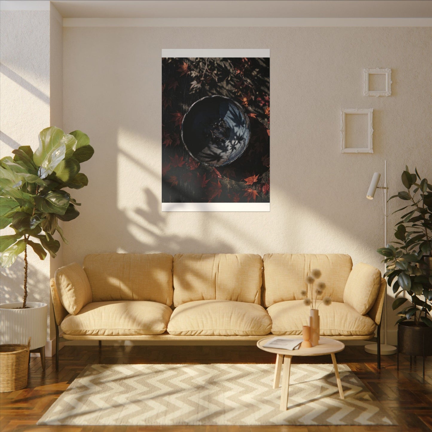 Autumn Ceramic Bowl Shadow Zen Canvas Art | Bold Decor