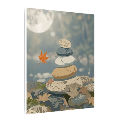 Warm River Stones Canvas Art - Japanese Pattern Japandi
