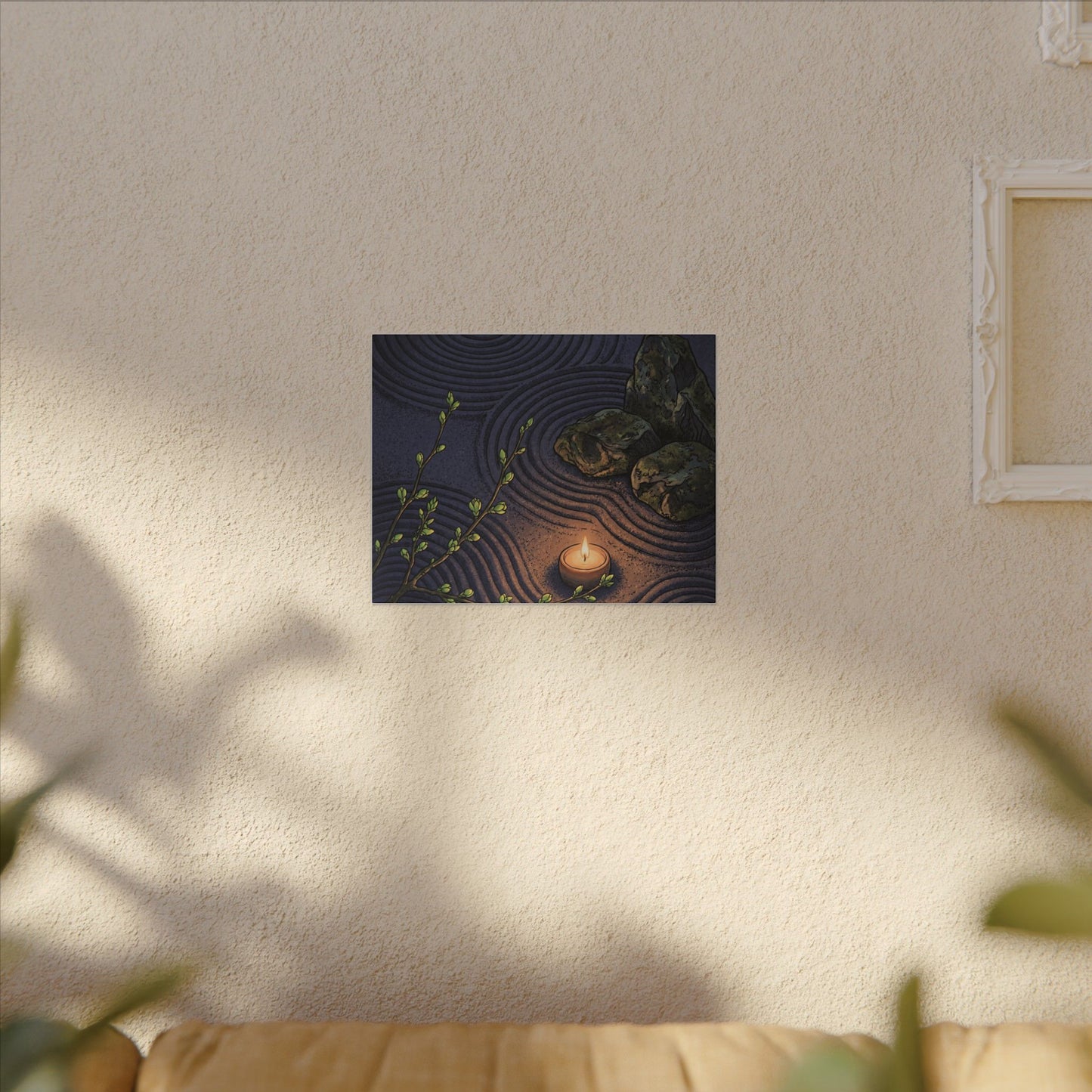 Mono No Aware Rock Garden Canvas Art - Zen Ukiyo E Inspired
