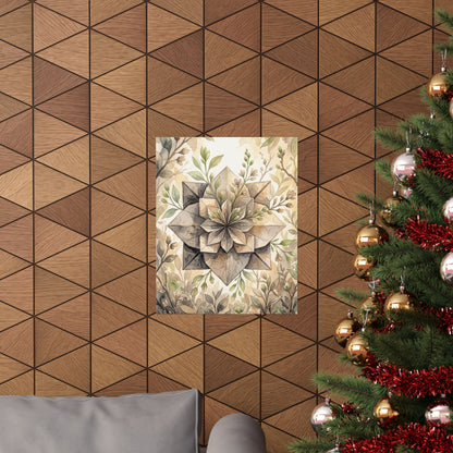 Golden Hour Paper Fold Wall Art Print - Japandi Mono No Aware