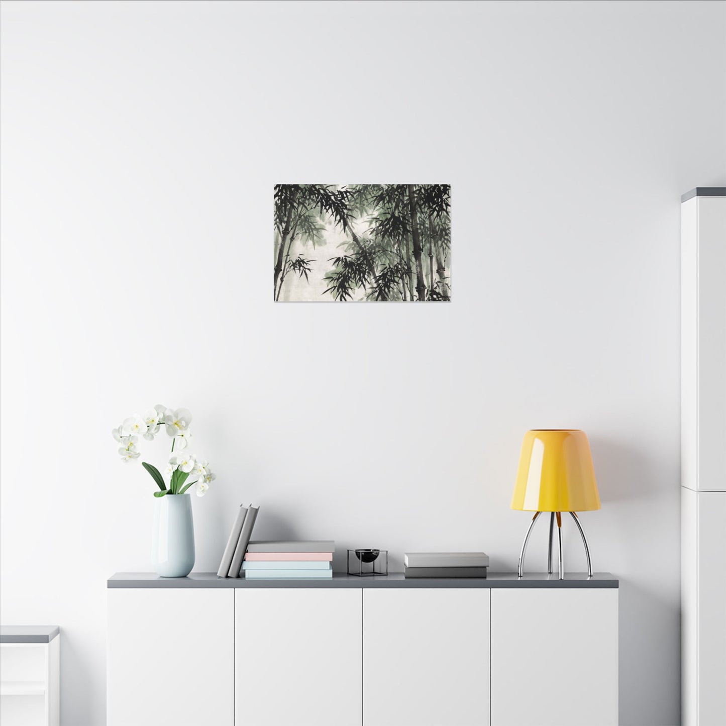 Zen Bamboo Grove in Overcast | Sumi E Canvas Art