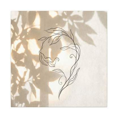 Warm Shoji Screen Canvas Art - Minimal Line Japandi