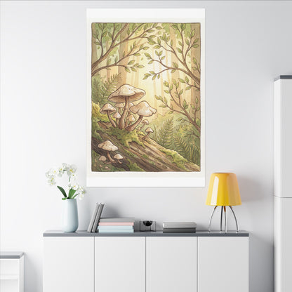 Spring Wild Mushrooms Mushroom Illustration Canvas Art | Cozy Decor