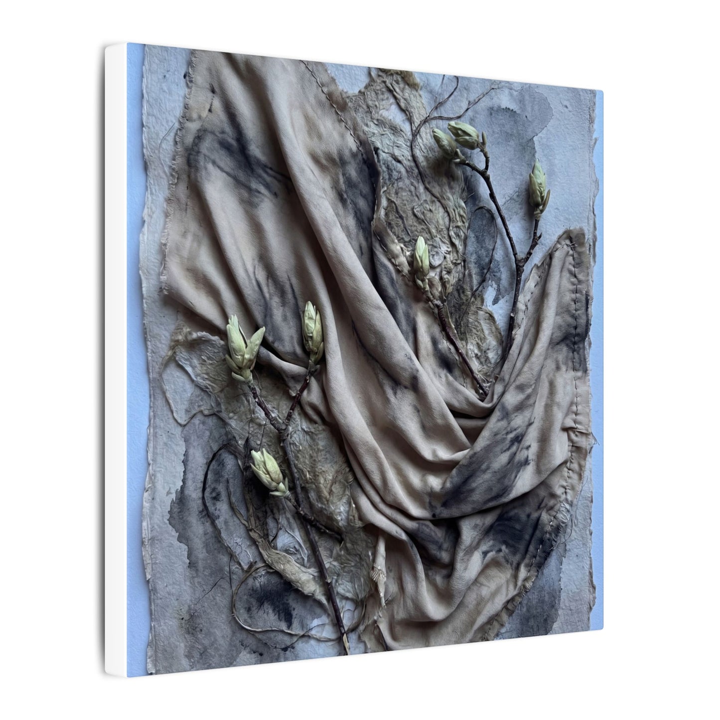 Japandi Silk Drape in Moonlight | Texture Canvas Art