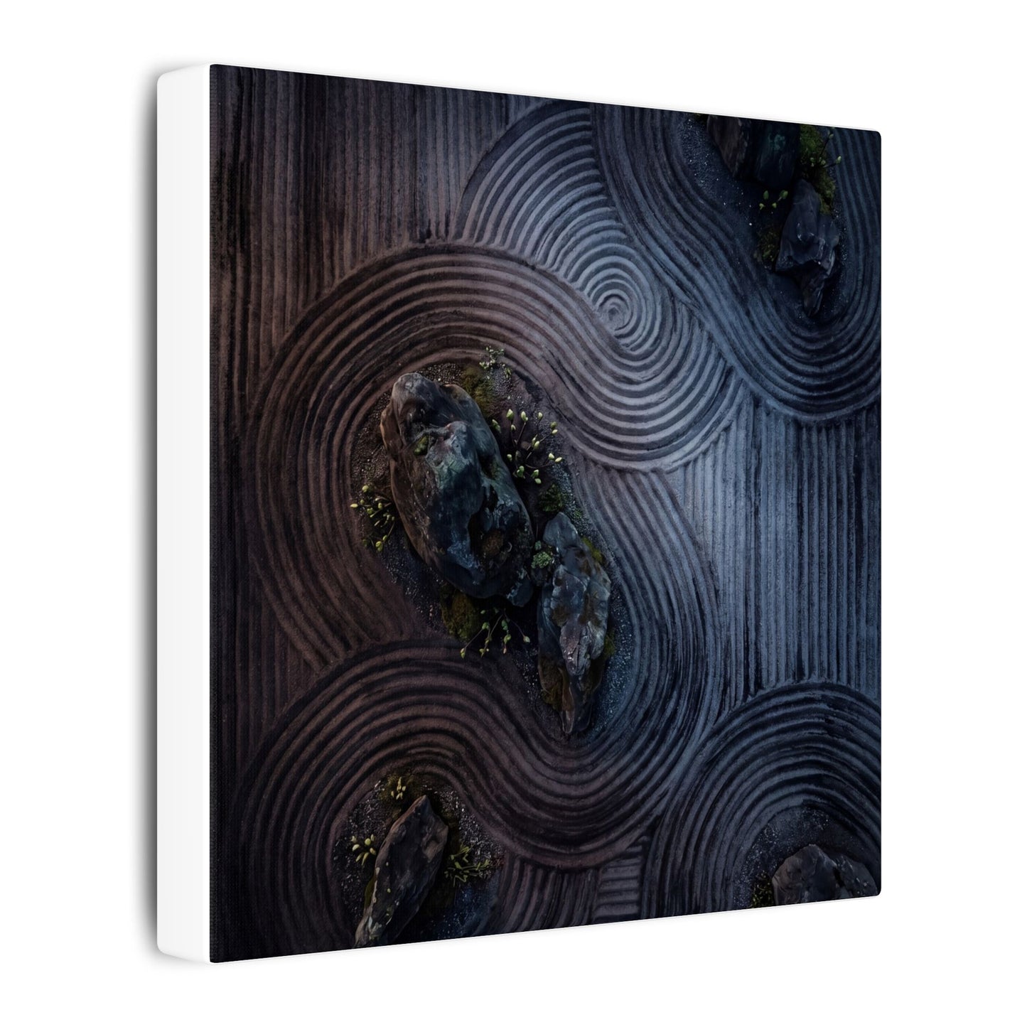 Spring Rock Garden Charcoal Ink Canvas Art | Bold Decor