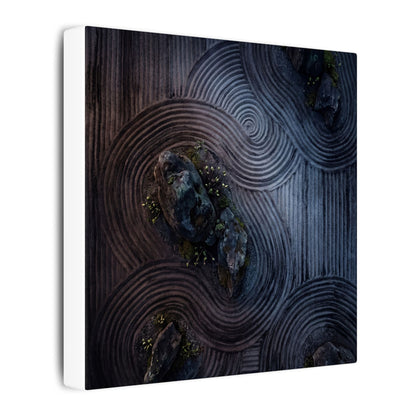 Spring Rock Garden Charcoal Ink Canvas Art | Bold Decor