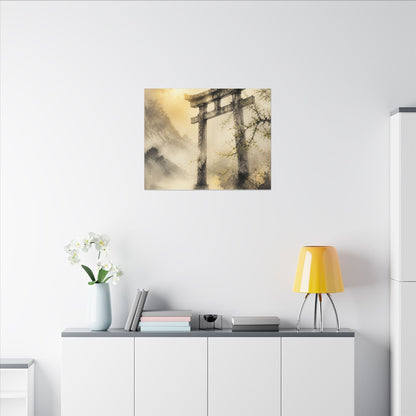 Spring Torii Gate Sumi E Canvas Art | Tranquil Decor