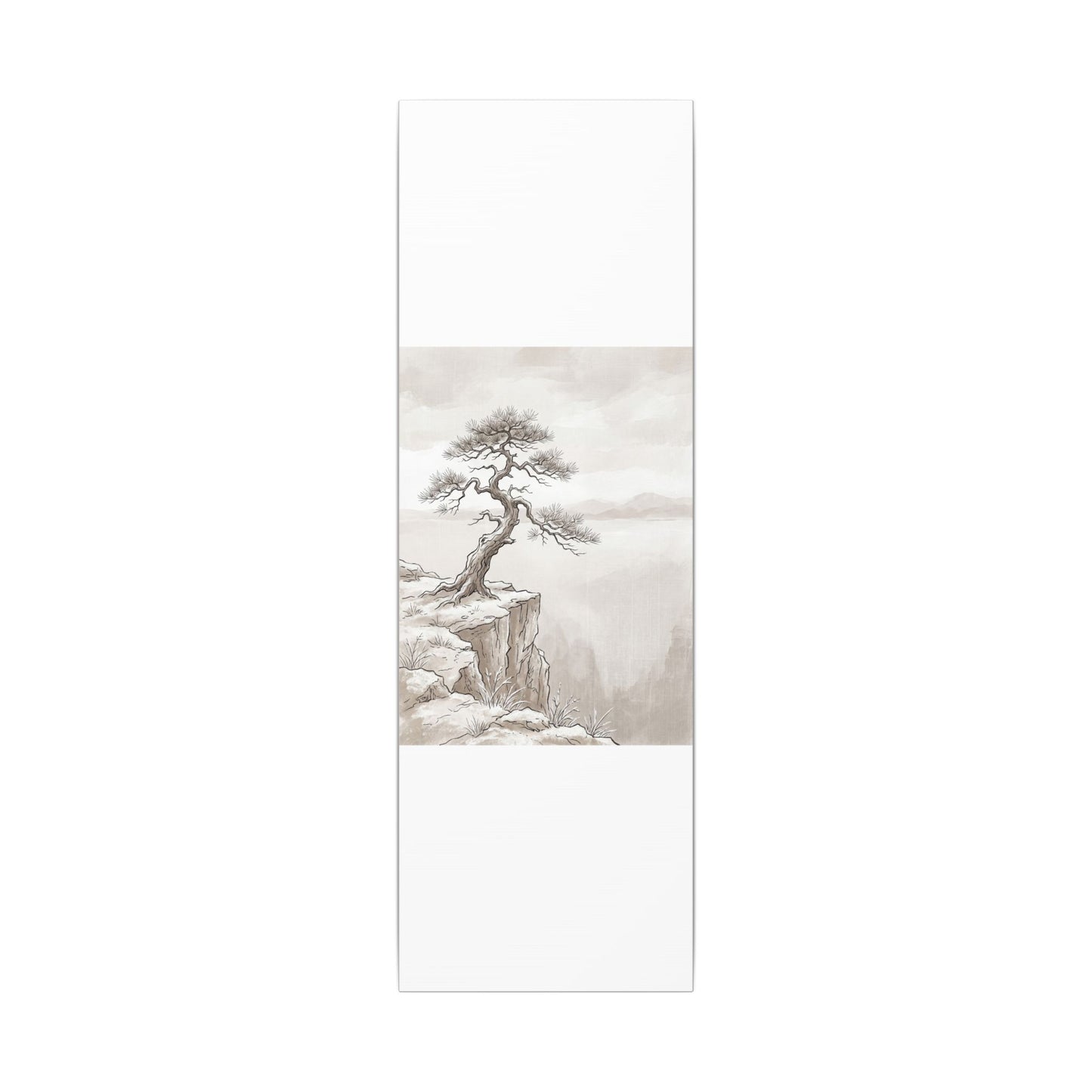 Neutral Pine Tree Canvas Art - Minimal Line Japandi