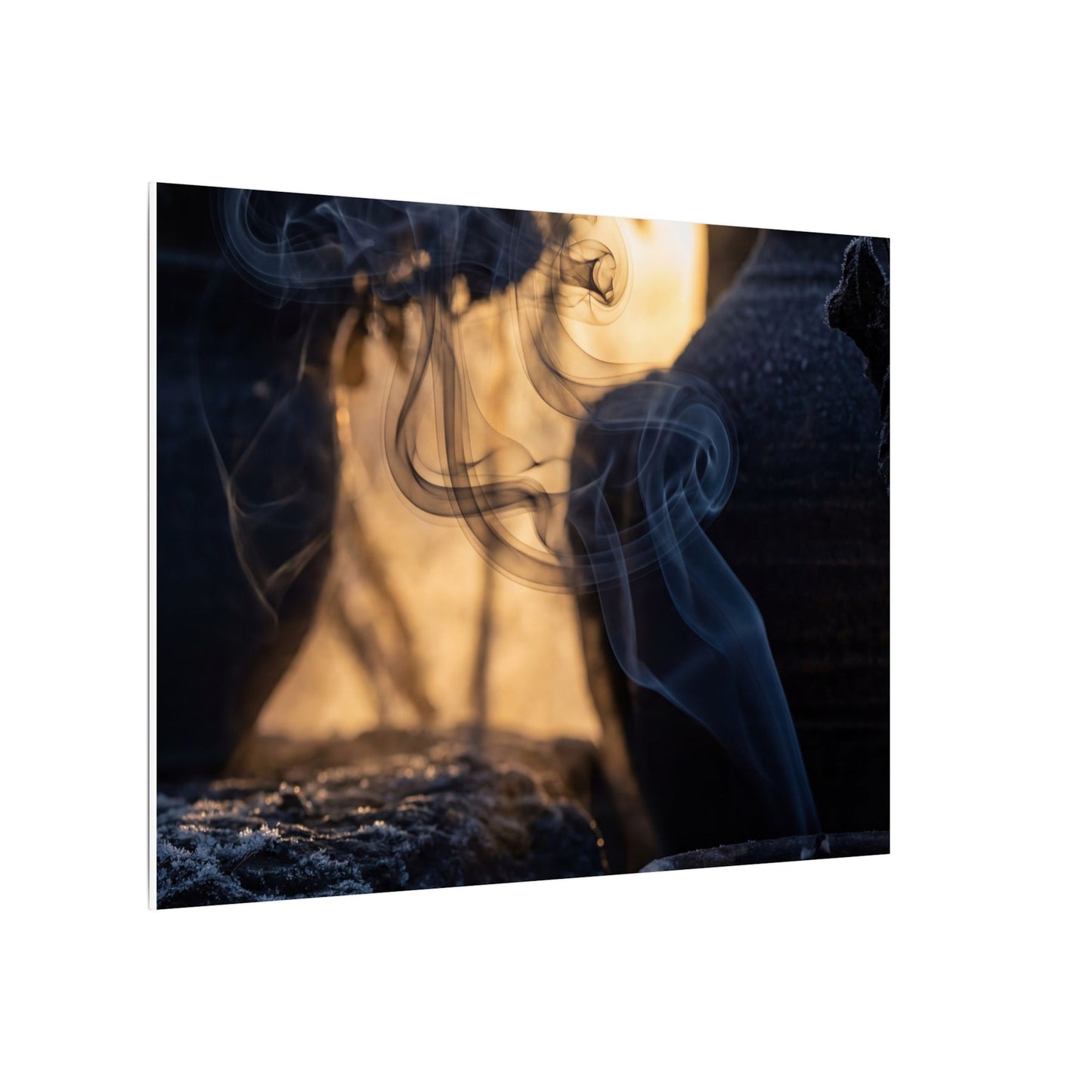 Incense Smoke Canvas Art | Winter Dark Japandi Shadow Zen Art