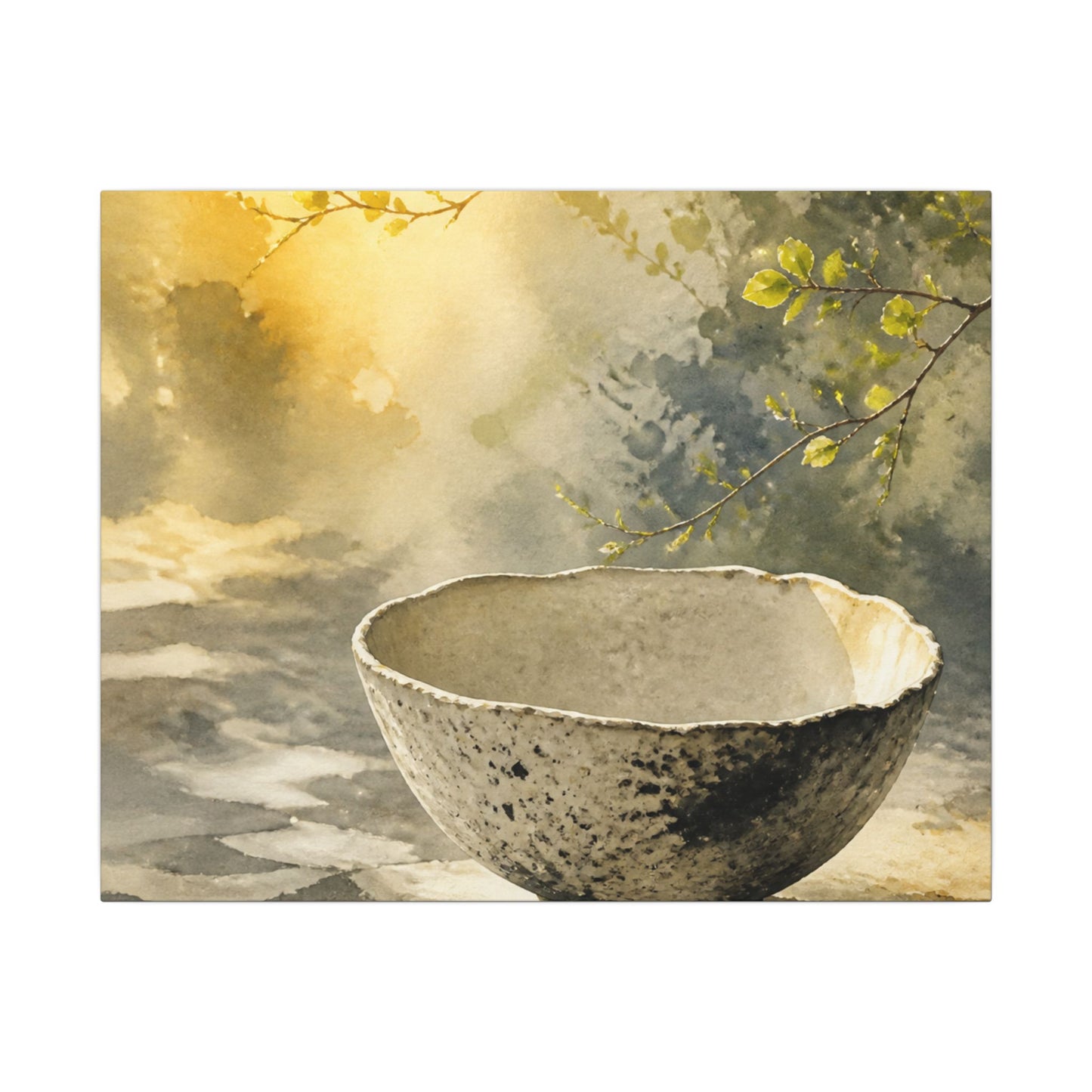 Cozy Ceramic Bowl Canvas Art - Watercolor Japandi