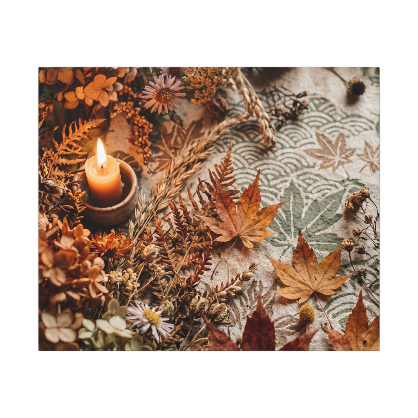 Candlelight Dried Flowers Canvas Art - Japandi Seijaku