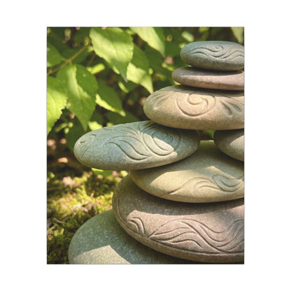 River Stones Summer Canvas Art | Japandi Earthy Design