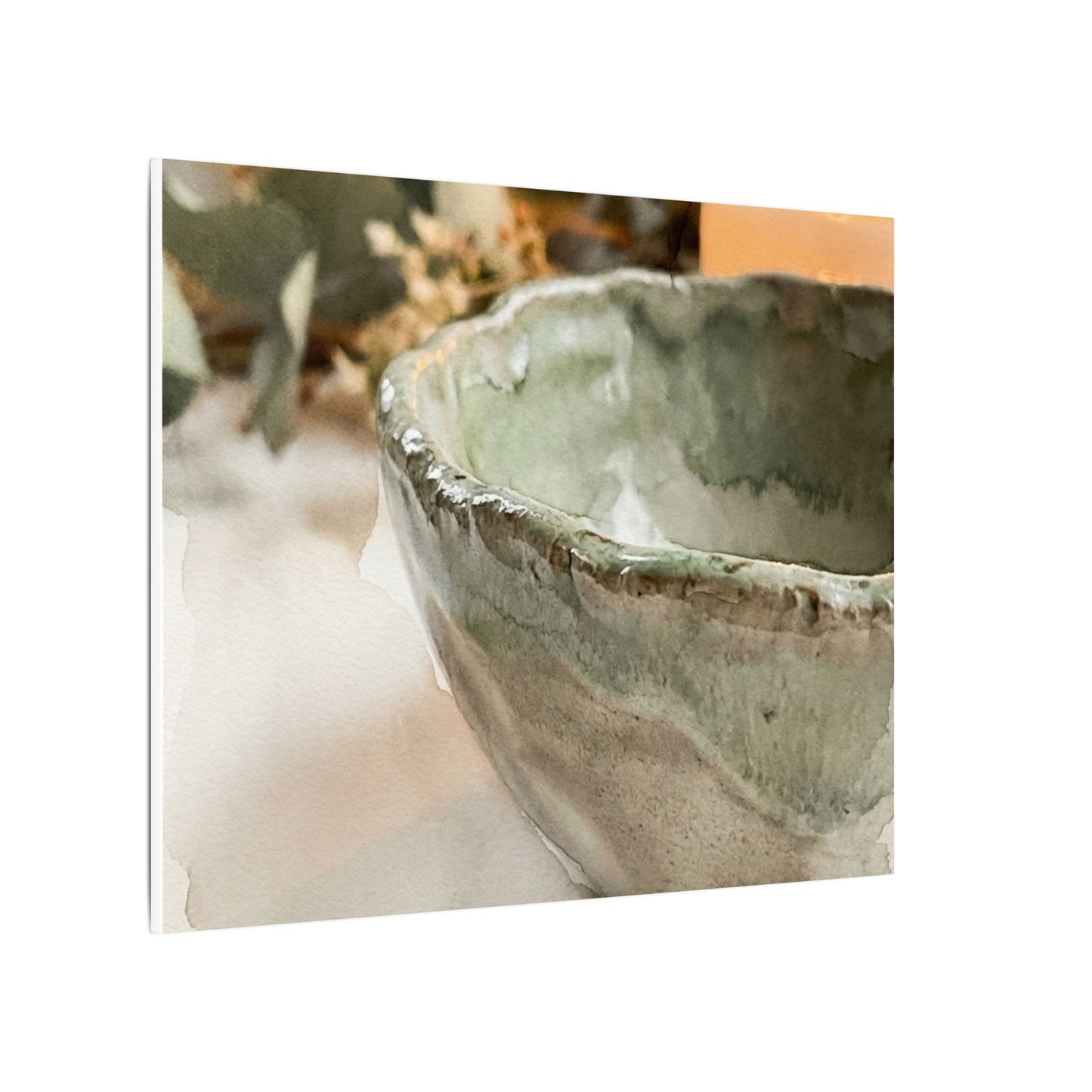 Ceramic Bowl Canvas Art | Summer Japandi Watercolor Art