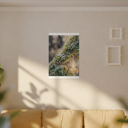 Winter Moss Close Up Watercolor Canvas Art | Neutral Decor