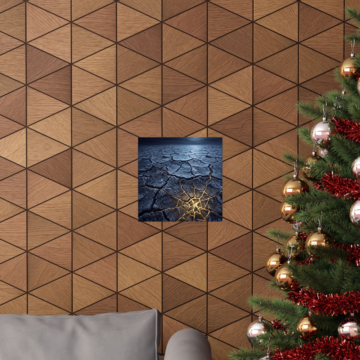 Artful Cracked Earth Wall Art Print - Gold Vein Kintsugi