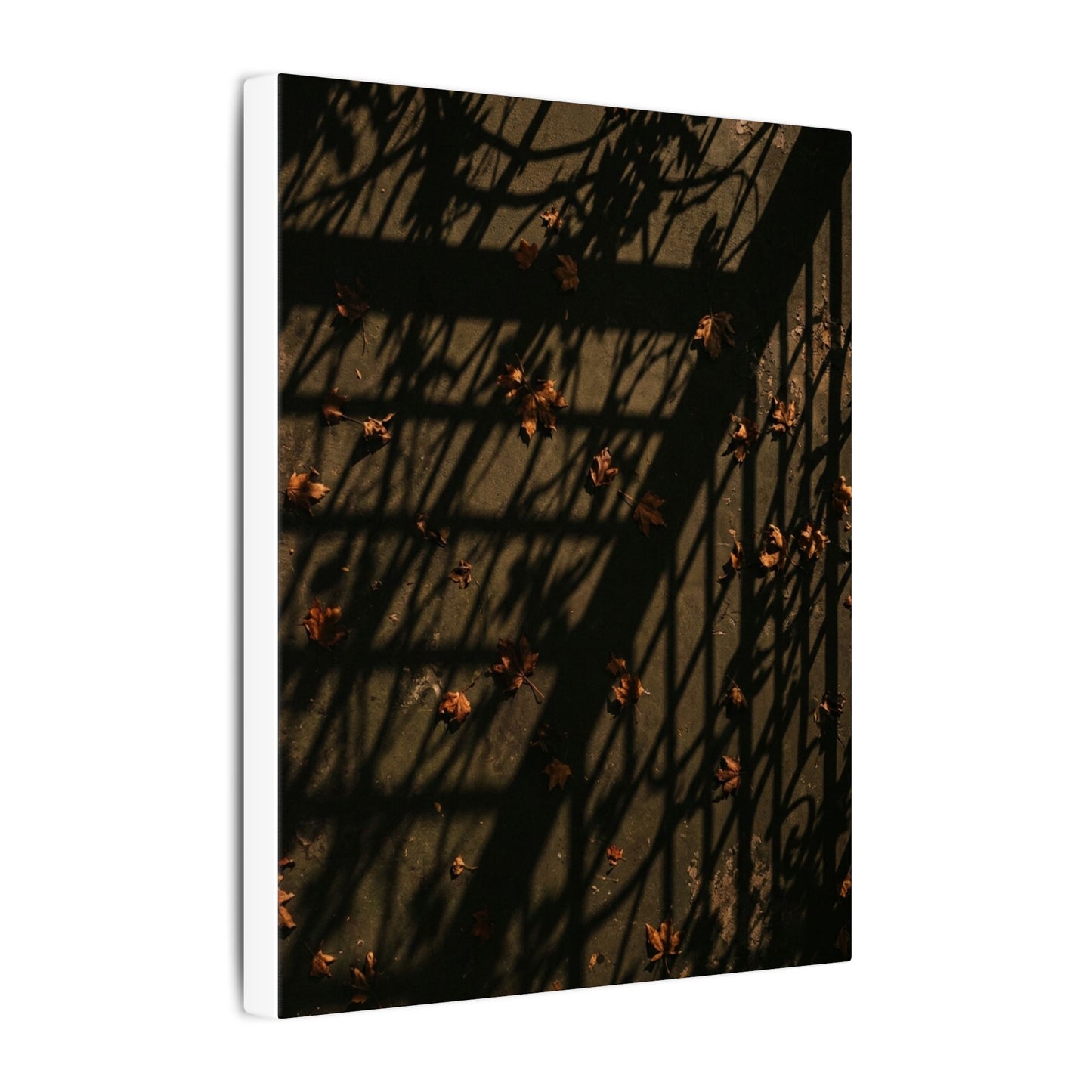 Dark Japandi Shadow Play in Golden Hour | Moody Minimal Canvas Art