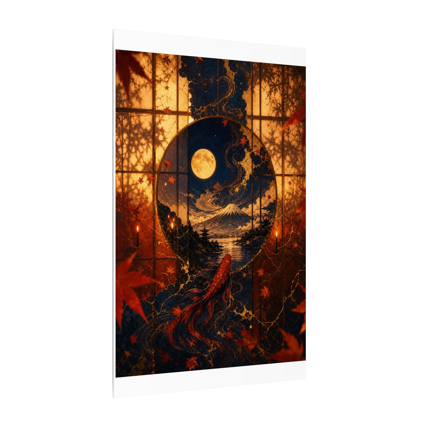Beautiful Shoji Screen Canvas Art - Gold Vein Kintsugi