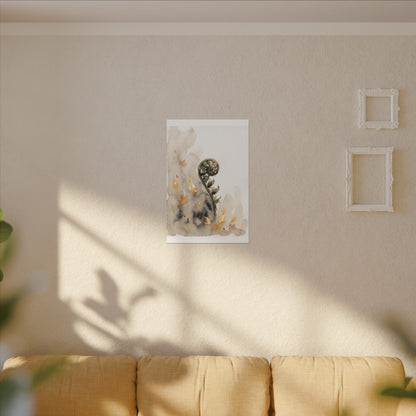 Fern Unfurling Watercolor Canvas Art | Earthy Japandi Art