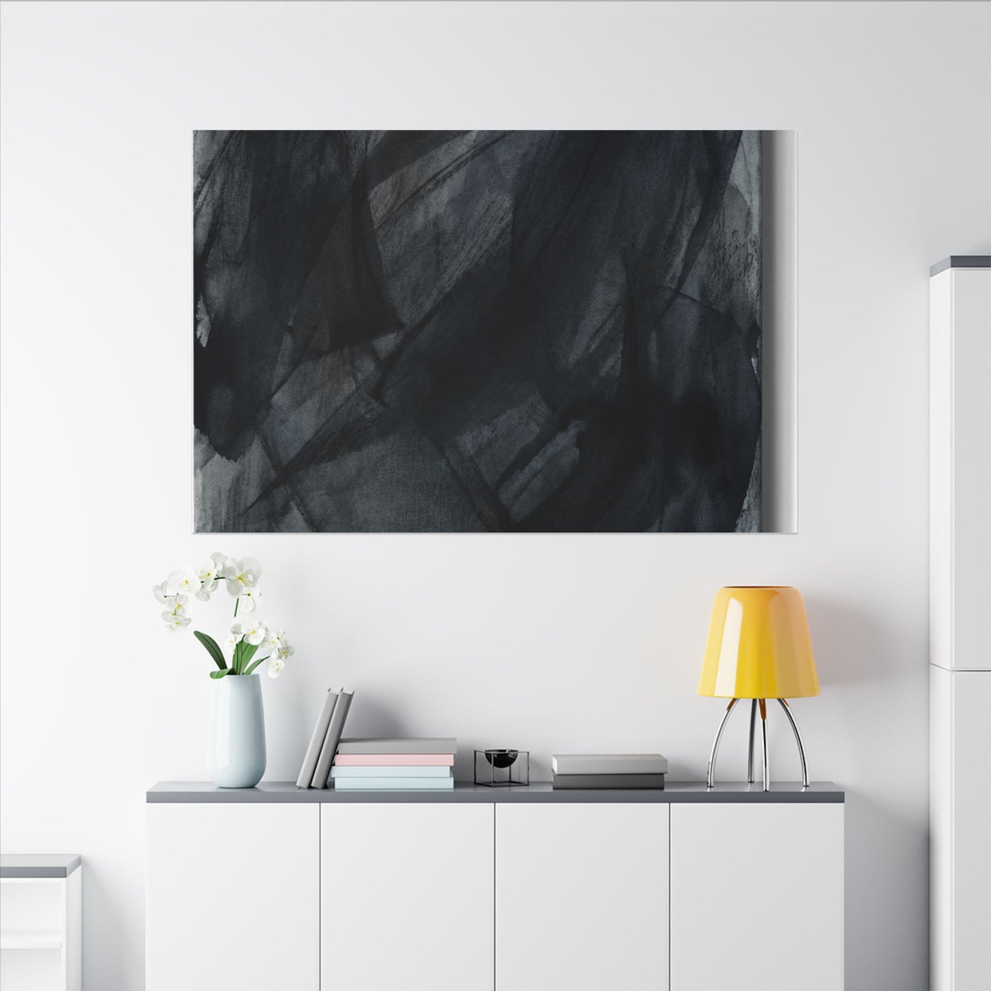 Deep Tones Dark Japandi Charcoal Canvas Art