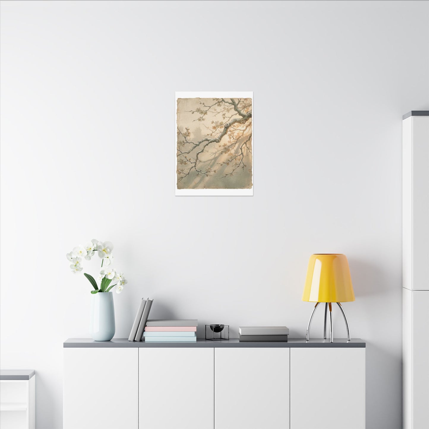 Cherry Blossom Canvas Art | Winter Japandi Japanese Pattern Art