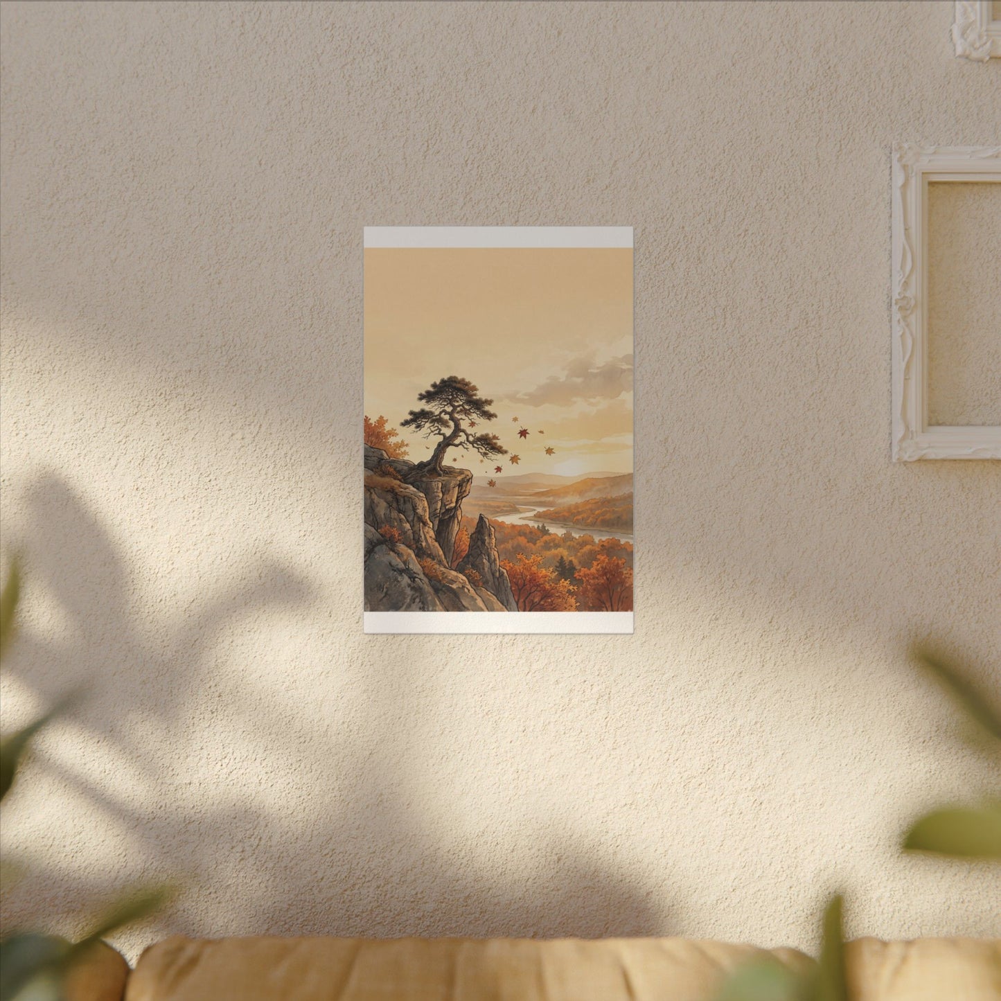 Pine Tree Autumn Canvas Art | Japandi Warm Design