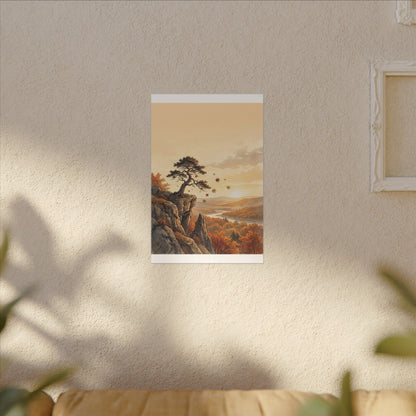 Pine Tree Autumn Canvas Art | Japandi Warm Design