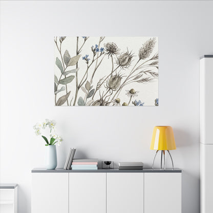 Dried Flowers Canvas Art | Summer Japandi Watercolor Art