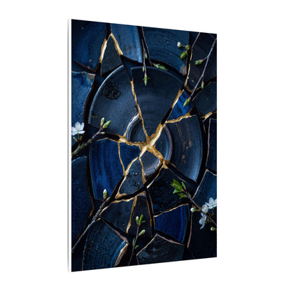 Moonlight Broken Pottery Canvas Art - Kintsugi Fukinsei