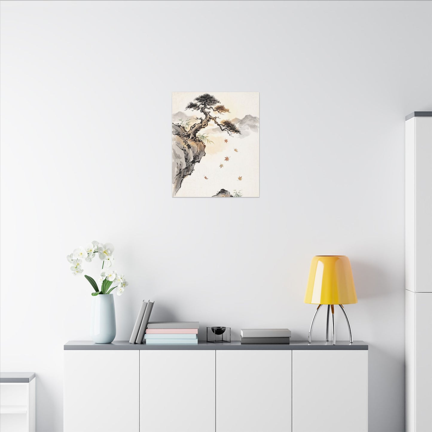 Peaceful Pine Tree Canvas Art - Sumi E Zen