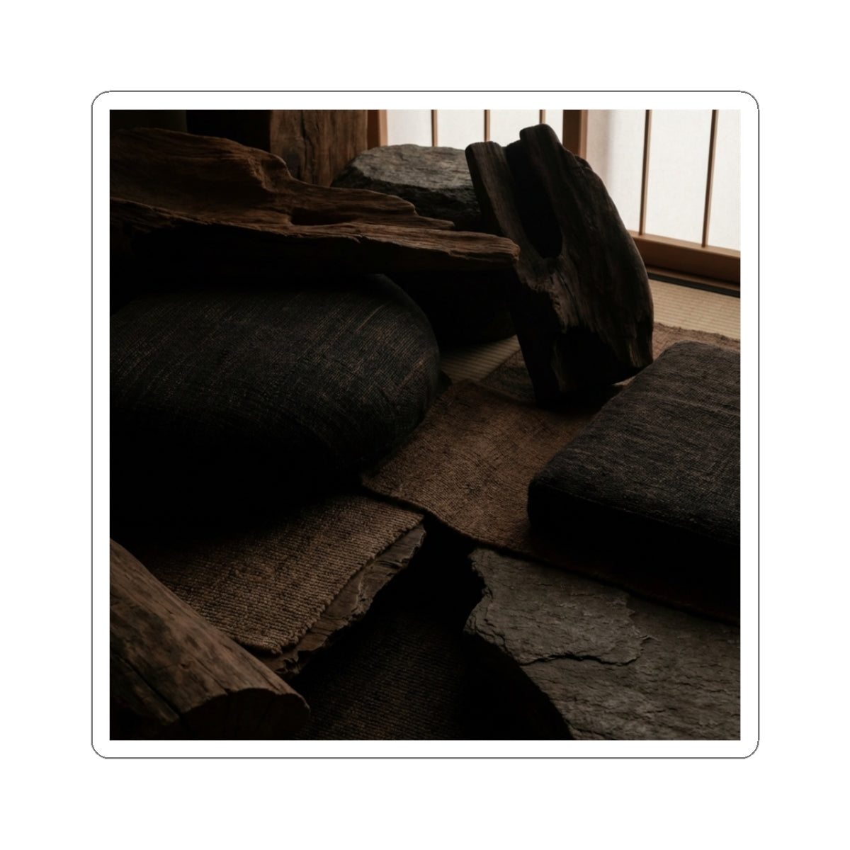 Dark Japandi Shadow Zen Sticker Art Print