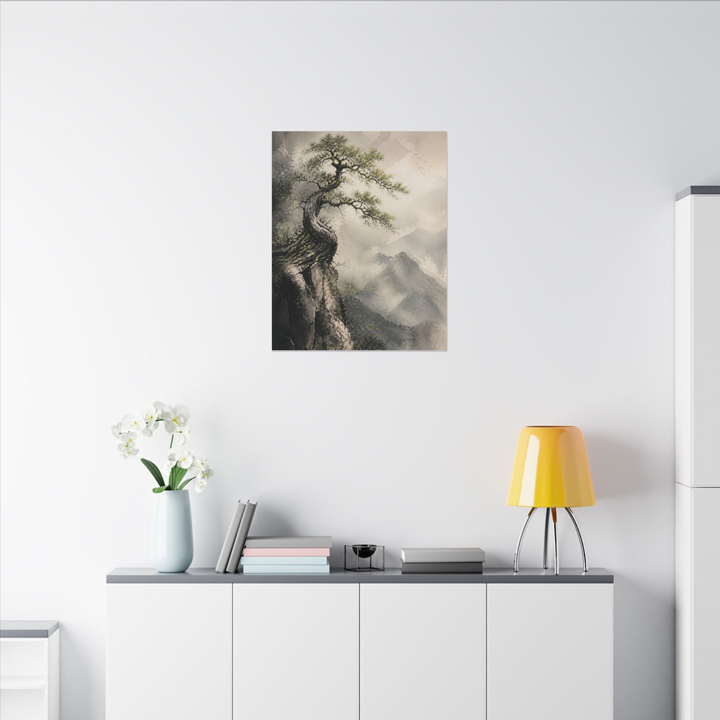 Spring Pine Tree Watercolor Canvas Art | Warm Decor
