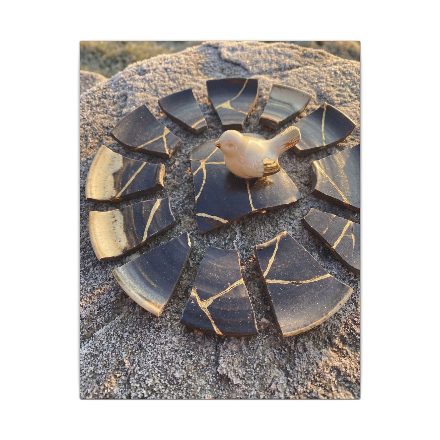 Golden Hour Broken Pottery Canvas Art - Kintsugi Datsuzoku