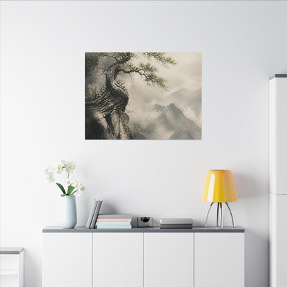 Spring Pine Tree Watercolor Canvas Art | Warm Decor