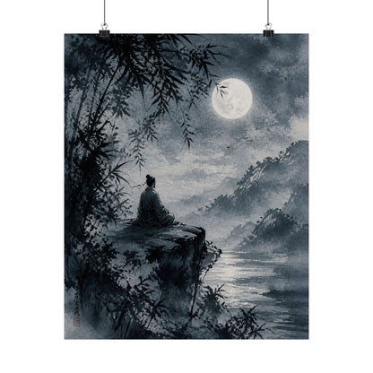 Serene Ink Brushstroke Wall Art Print - Sumi E Zen