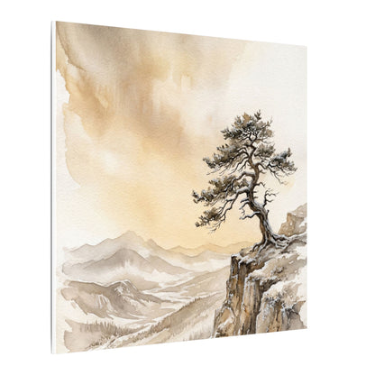 Pine Tree Canvas Art | Winter Japandi Watercolor Art