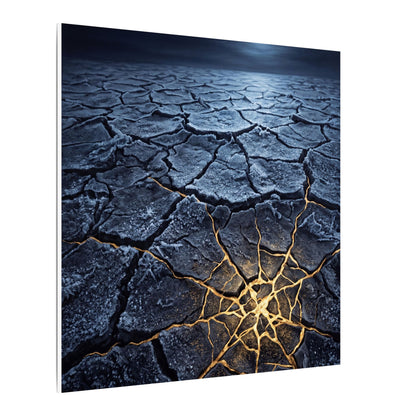 Moonlight Cracked Earth Canvas Art - Kintsugi Mono No Aware