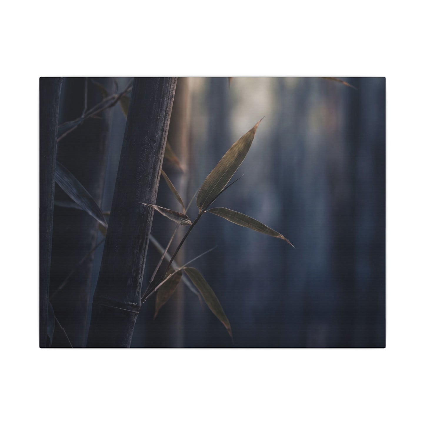 Dark Japandi Bamboo Grove in Dawn | Moody Minimal Canvas Art Art Print