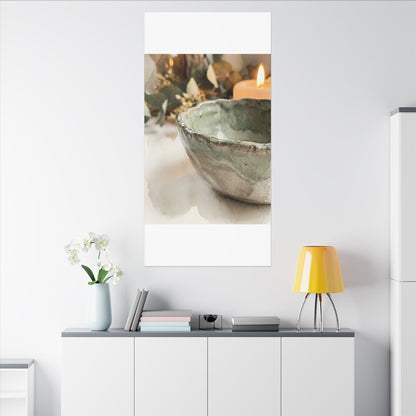 Ceramic Bowl Canvas Art | Summer Japandi Watercolor Art