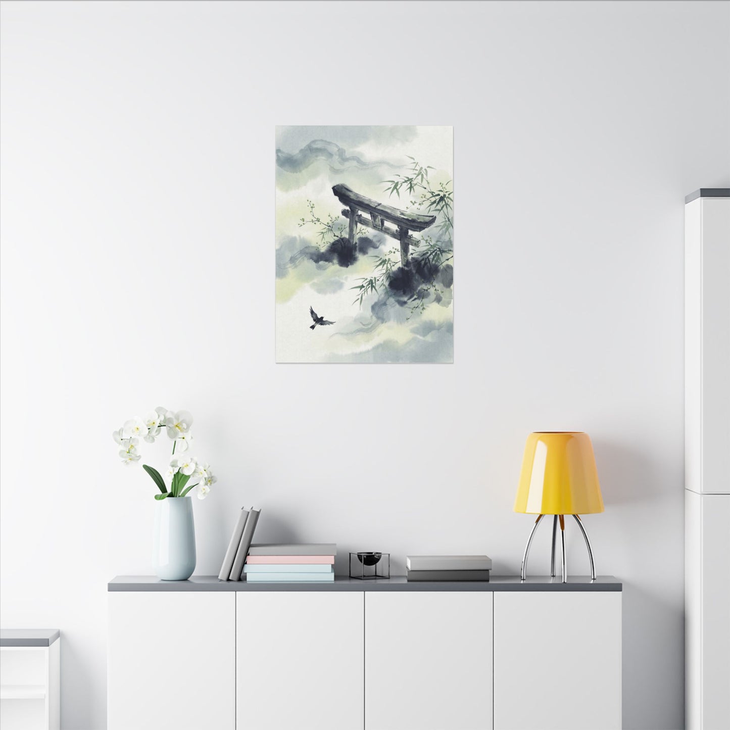 Torii Gate Sumi E Canvas Art | Serene Zen Art