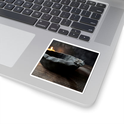 Ceramic Bowl Winter Sticker | Dark Japandi Atmospheric Design Art Print