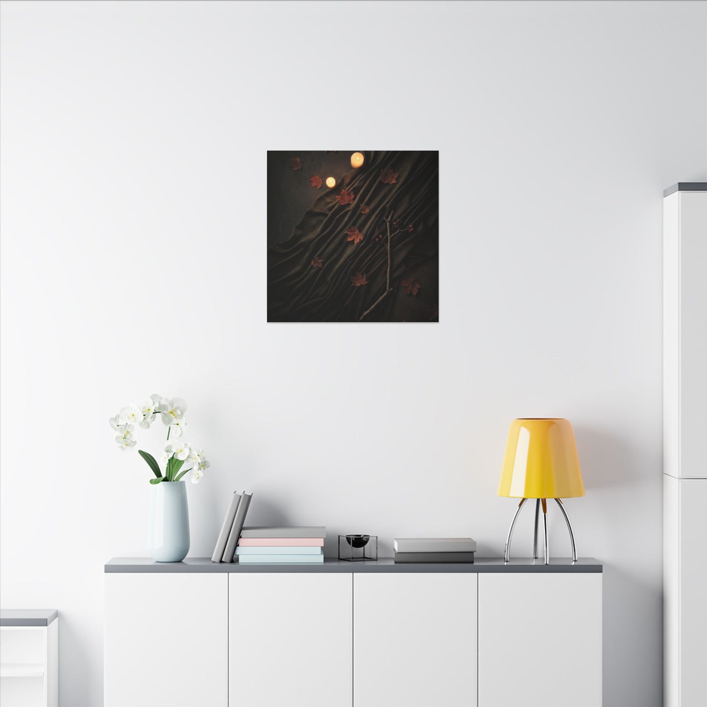 Autumn Silk Drape Moody Minimal Canvas Art | Moody Decor