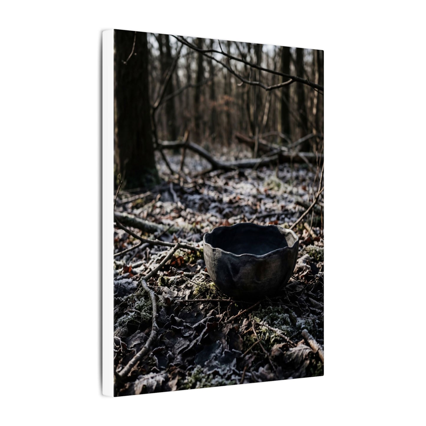 Dappled Ceramic Bowl Canvas Art - Dark Japandi Kanso