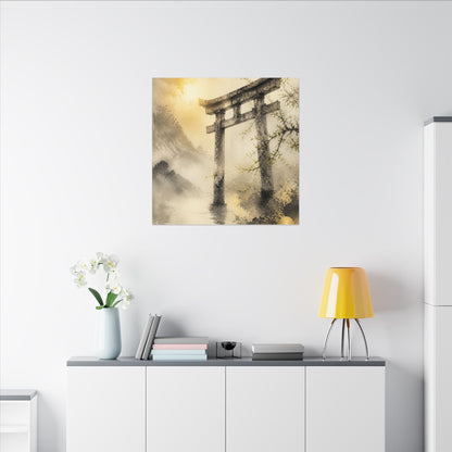 Spring Torii Gate Sumi E Canvas Art | Tranquil Decor