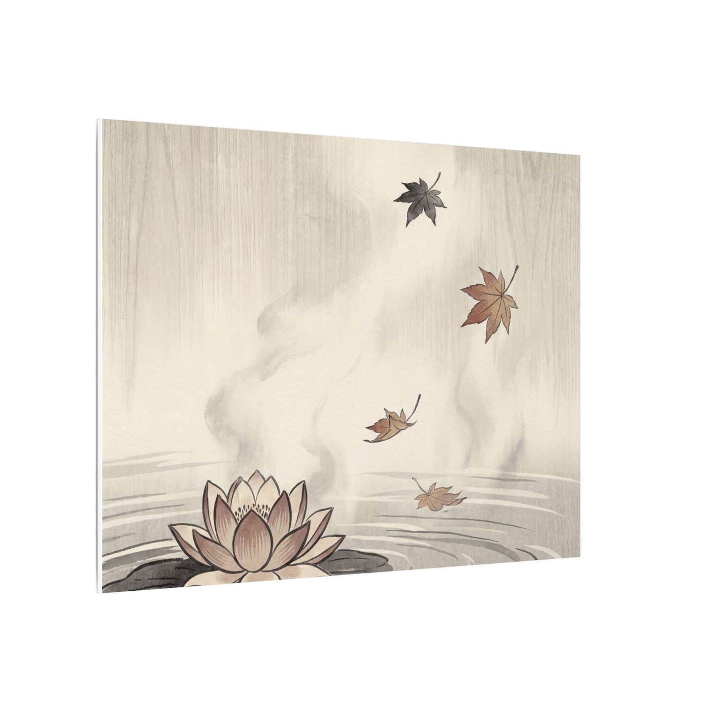 Lotus Flower Canvas Art | Autumn Zen Ukiyo E Inspired Art