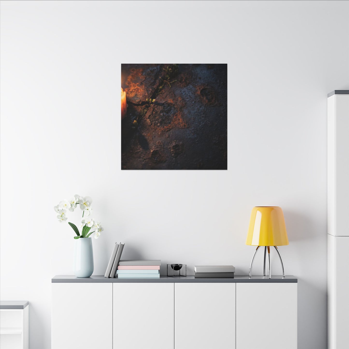 Candlelight Rust Patina Canvas Art - Dark Japandi Ma