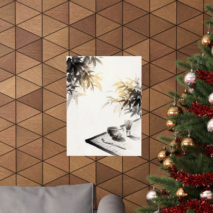 Tea Ceremony Wall Art Print | Summer Zen Sumi E Art