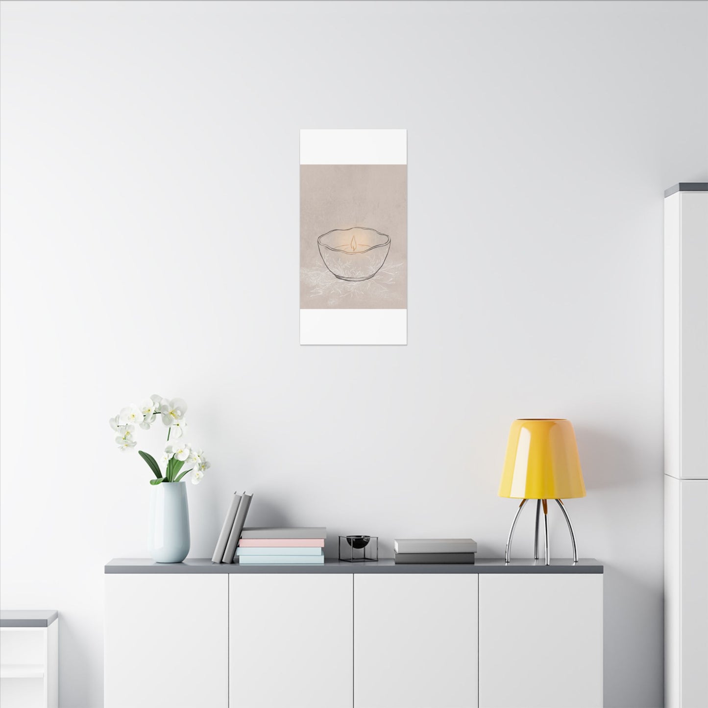 Ceramic Bowl Minimal Line Canvas Art | Neutral Japandi Art