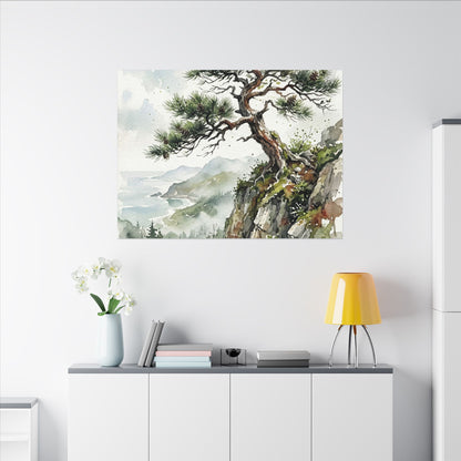 Pine Tree Spring Canvas Art | Japandi Neutral Design