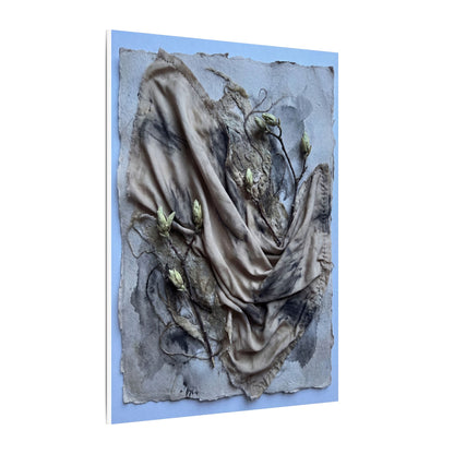 Japandi Silk Drape in Moonlight | Texture Canvas Art